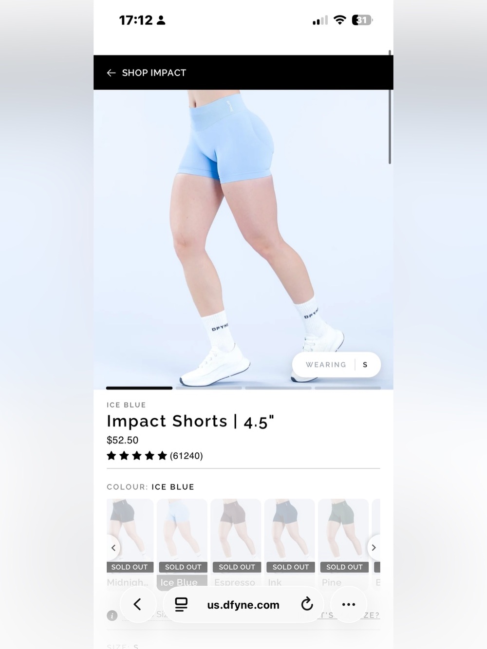 Impact Shorts 4.5" - Ice Blue women’s size small